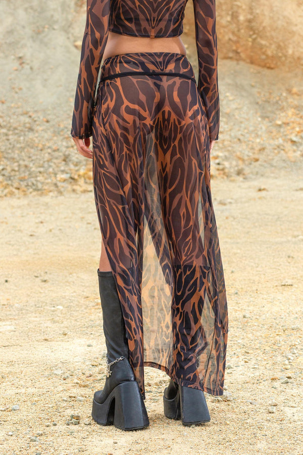 Animalistic Slit Mesh Skirt