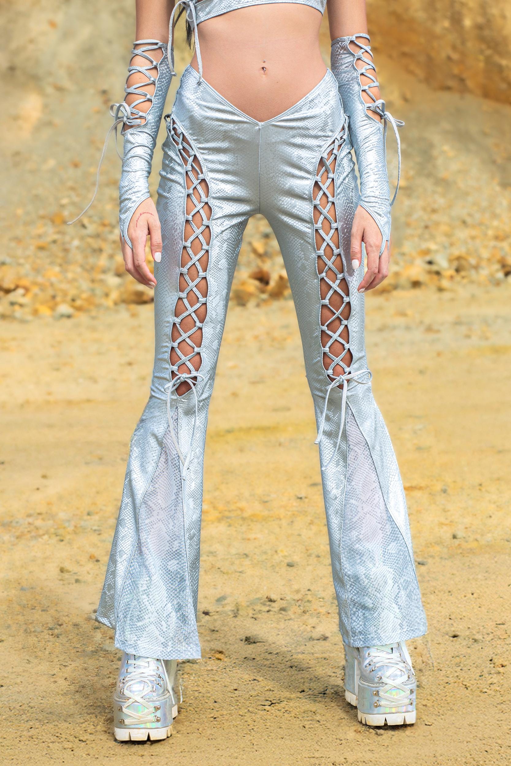 BADINKA Hard To Get Lace Up Flared Pants Rave