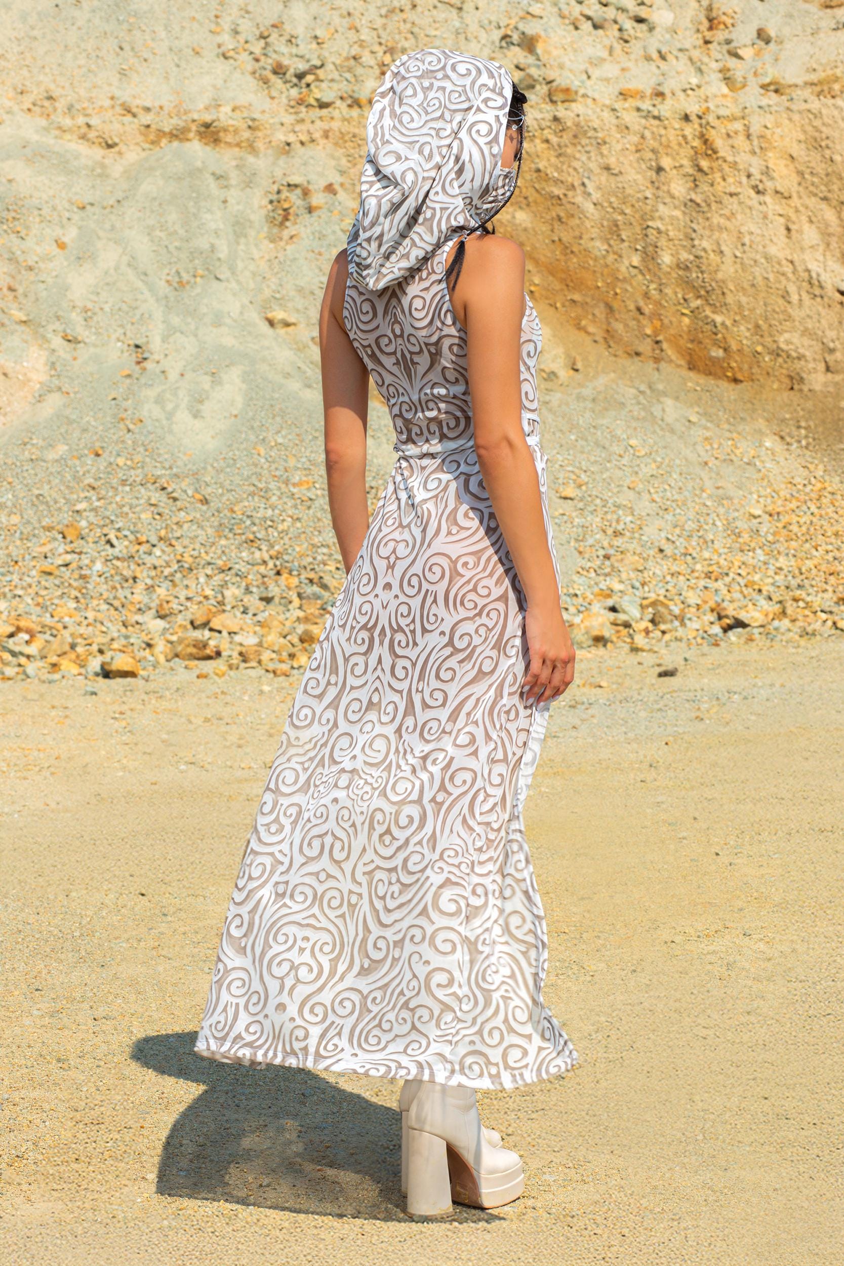 BADINKA Kumo Pearl Hooded Dress Mesh