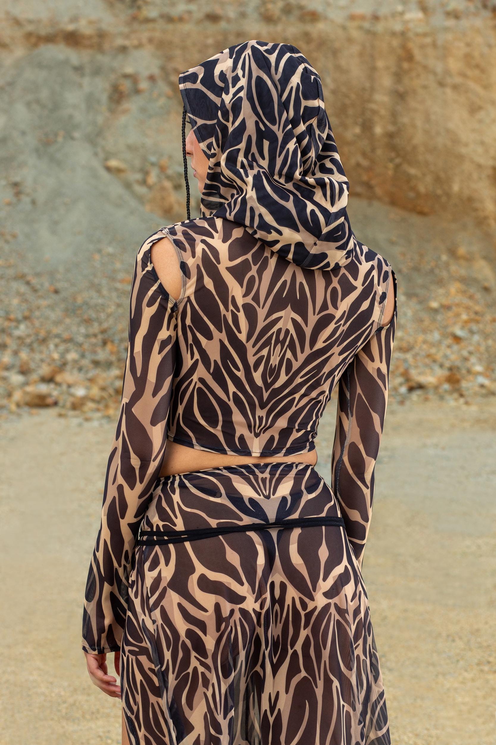 BADINKA Animalistic Nude Hooded Top Nude