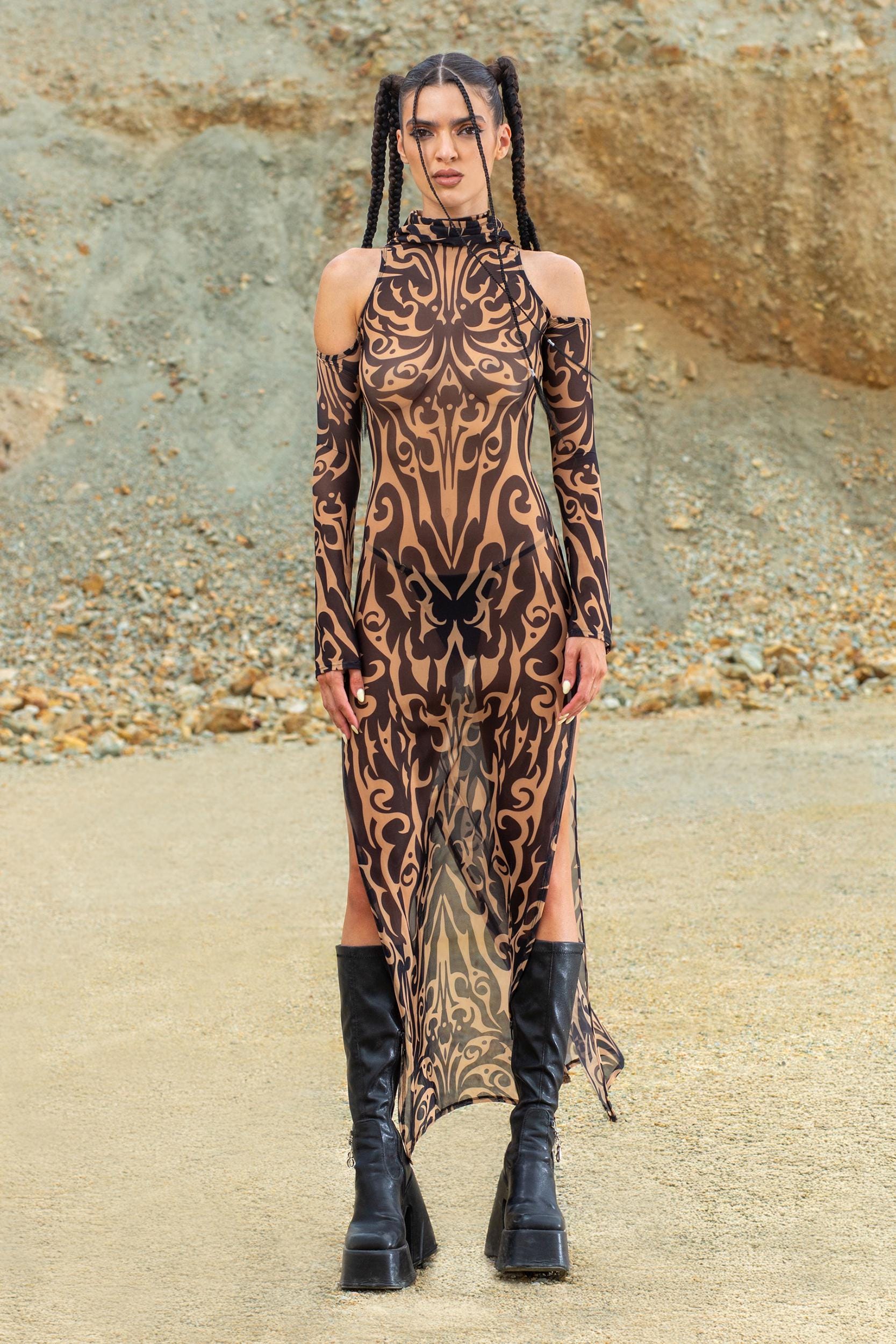 BADINKA Women Ritual Hooded Long Sleeve Dress