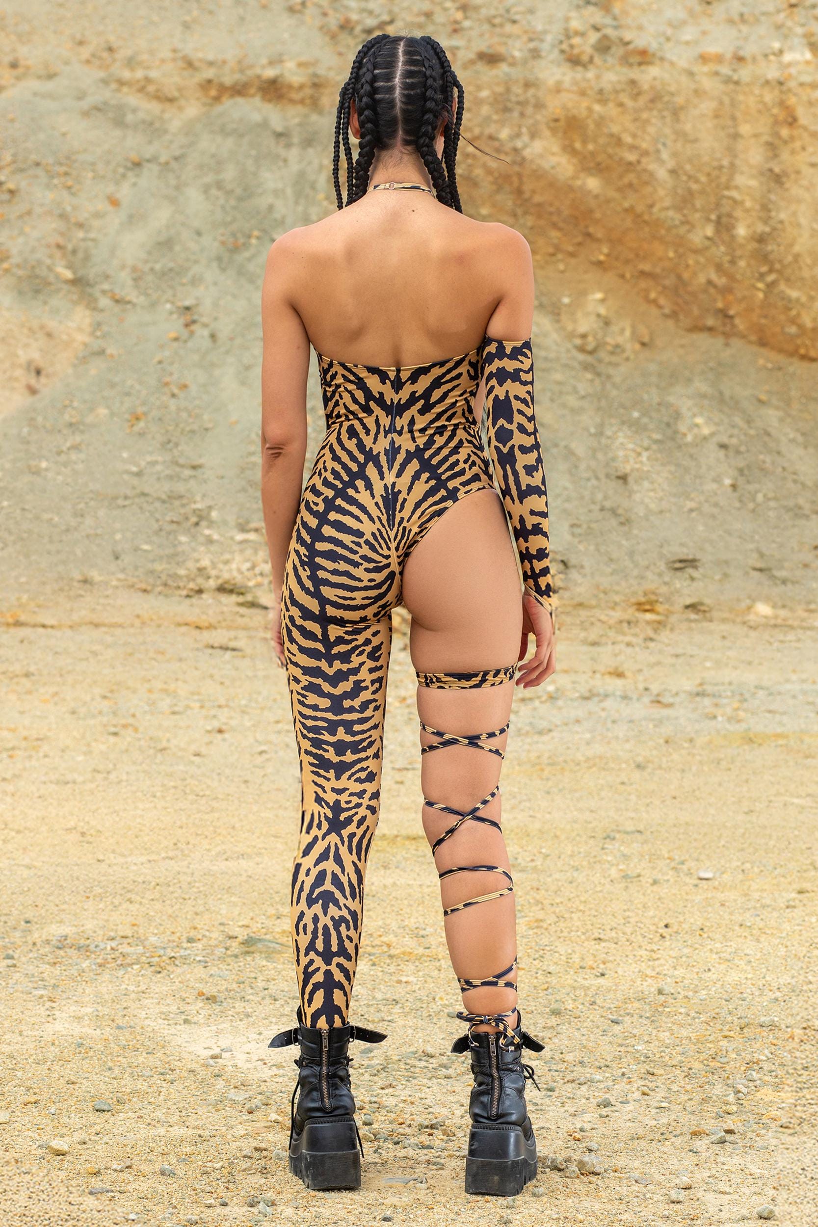 BADINKA Wild Thread Cheeky Asymmetric Catsuit Spandex