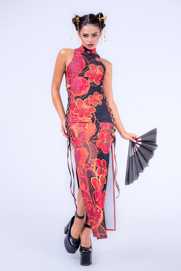 Silk Ritual Criss-Cross Slit Dress