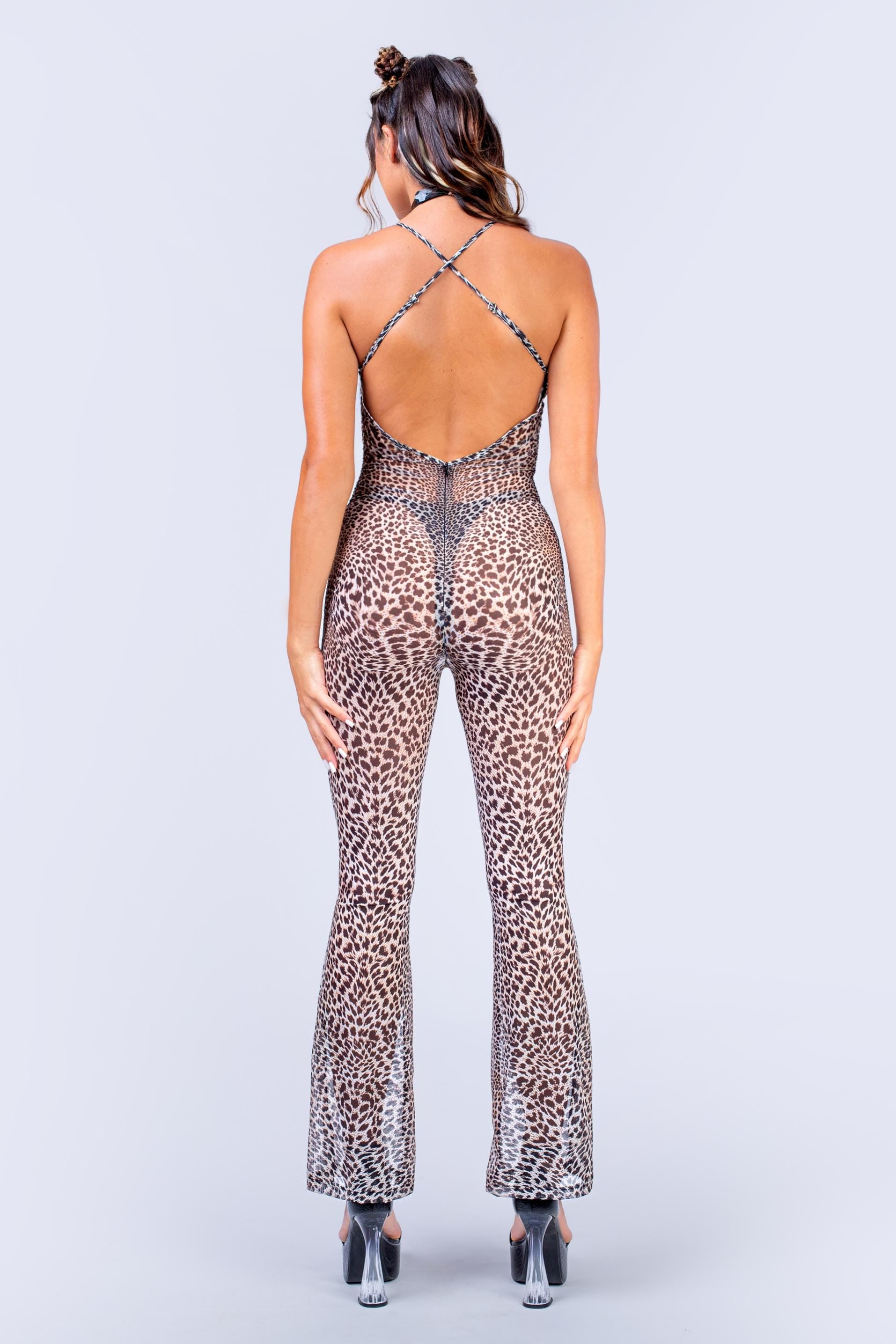 BADINKA Spot On Ruched Jumpsuit Mesh