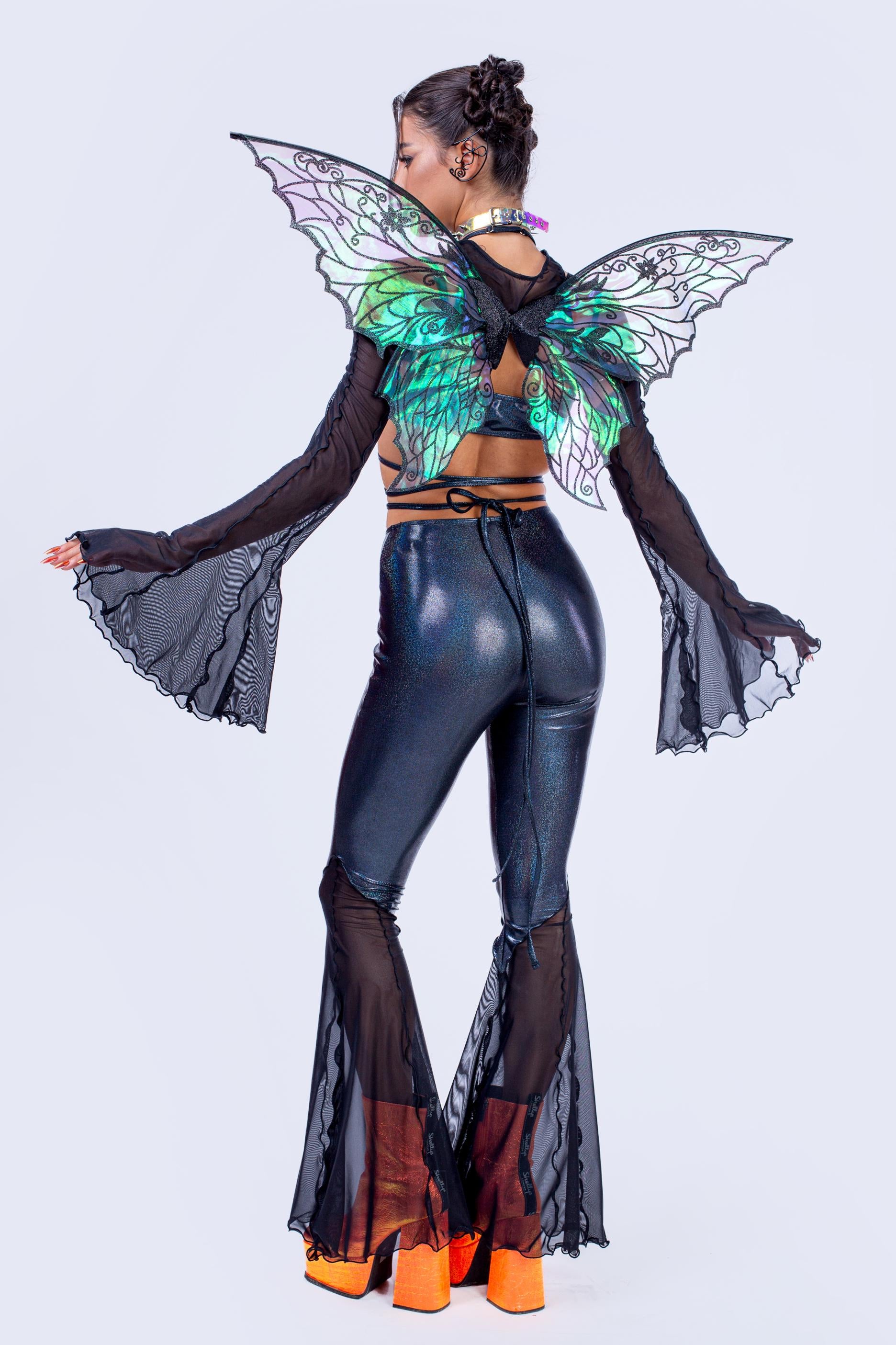 BADINKA Night Shade Flared Paneled Pants Shiny