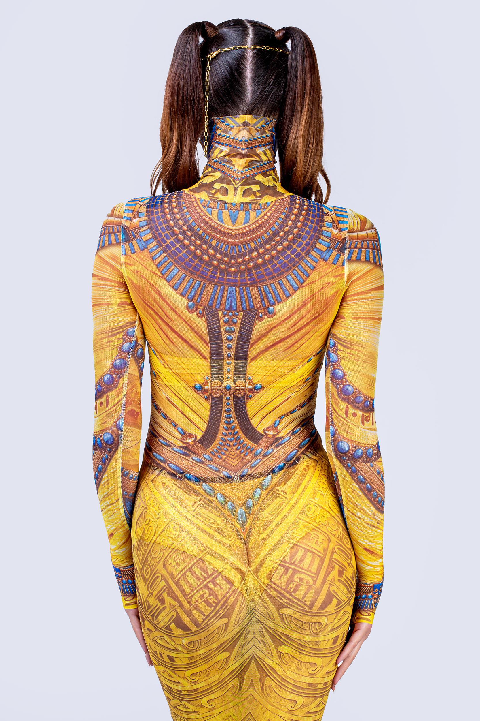 BADINKA Tomb Tease Mermaid High Neck Dress Gold