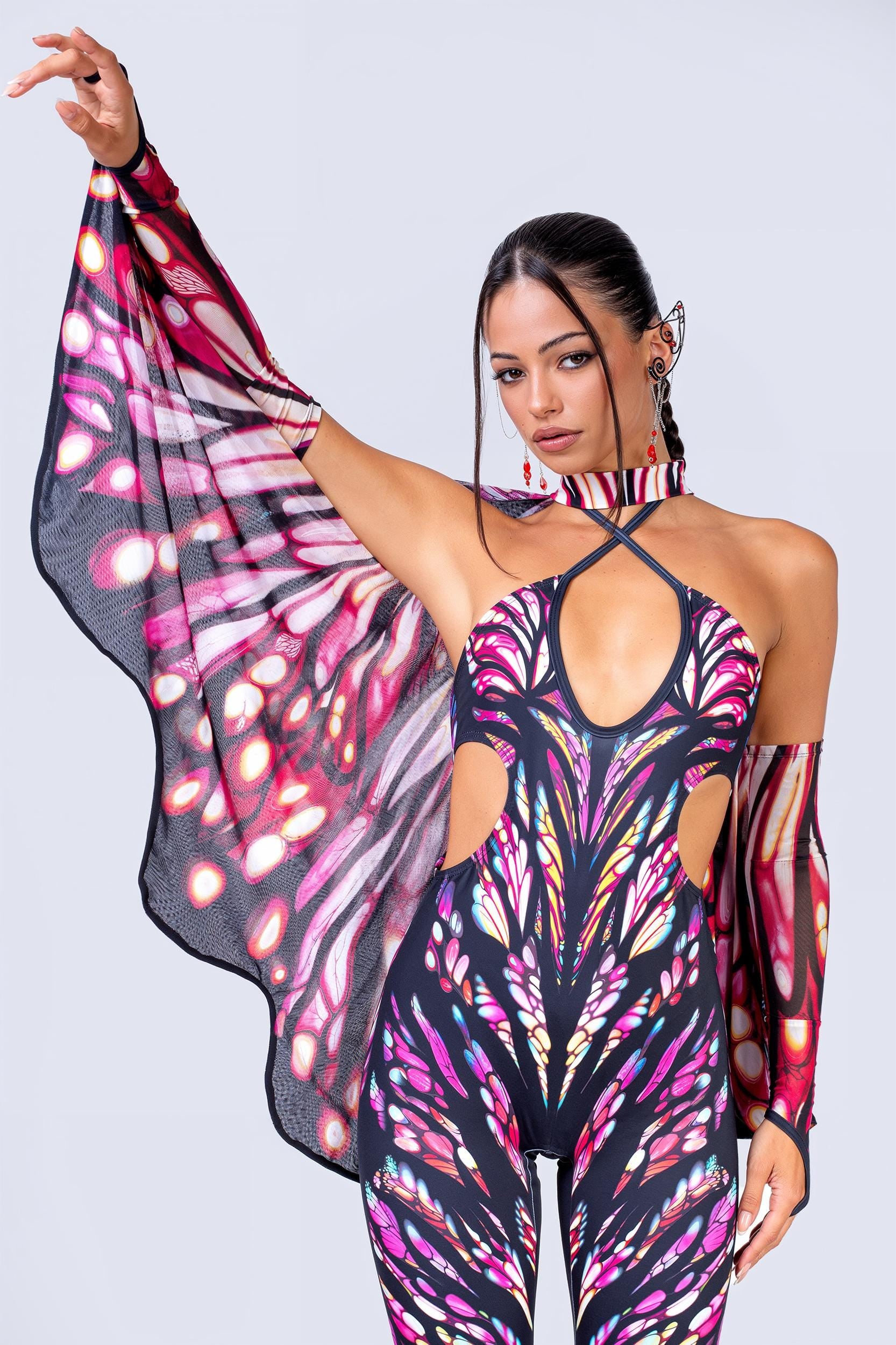 BADINKA Mourning Monarch Catsuit and Wings Set Halloween, rave
