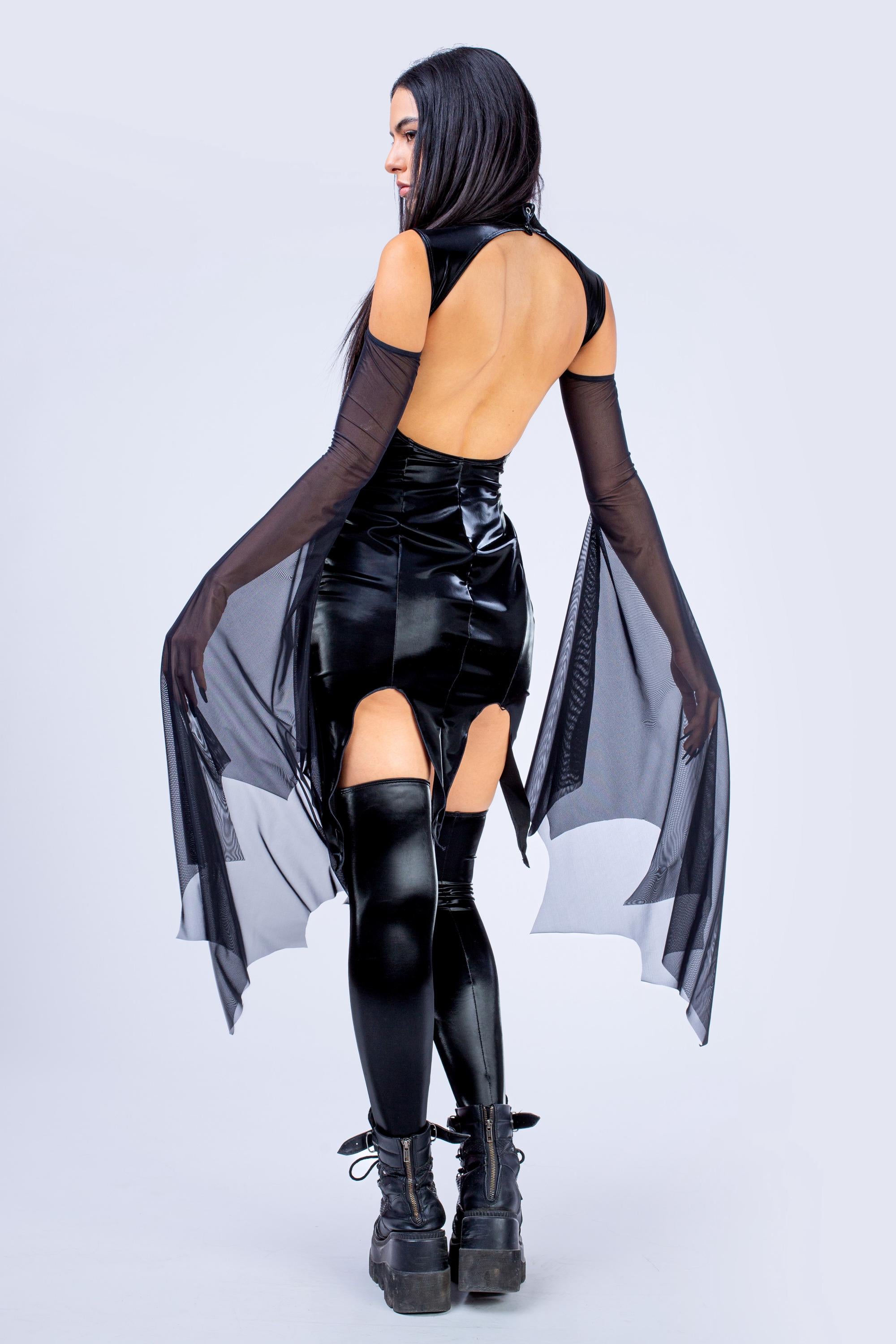 BADINKA Sizzle Bat Wing Dress Mesh, spandex
