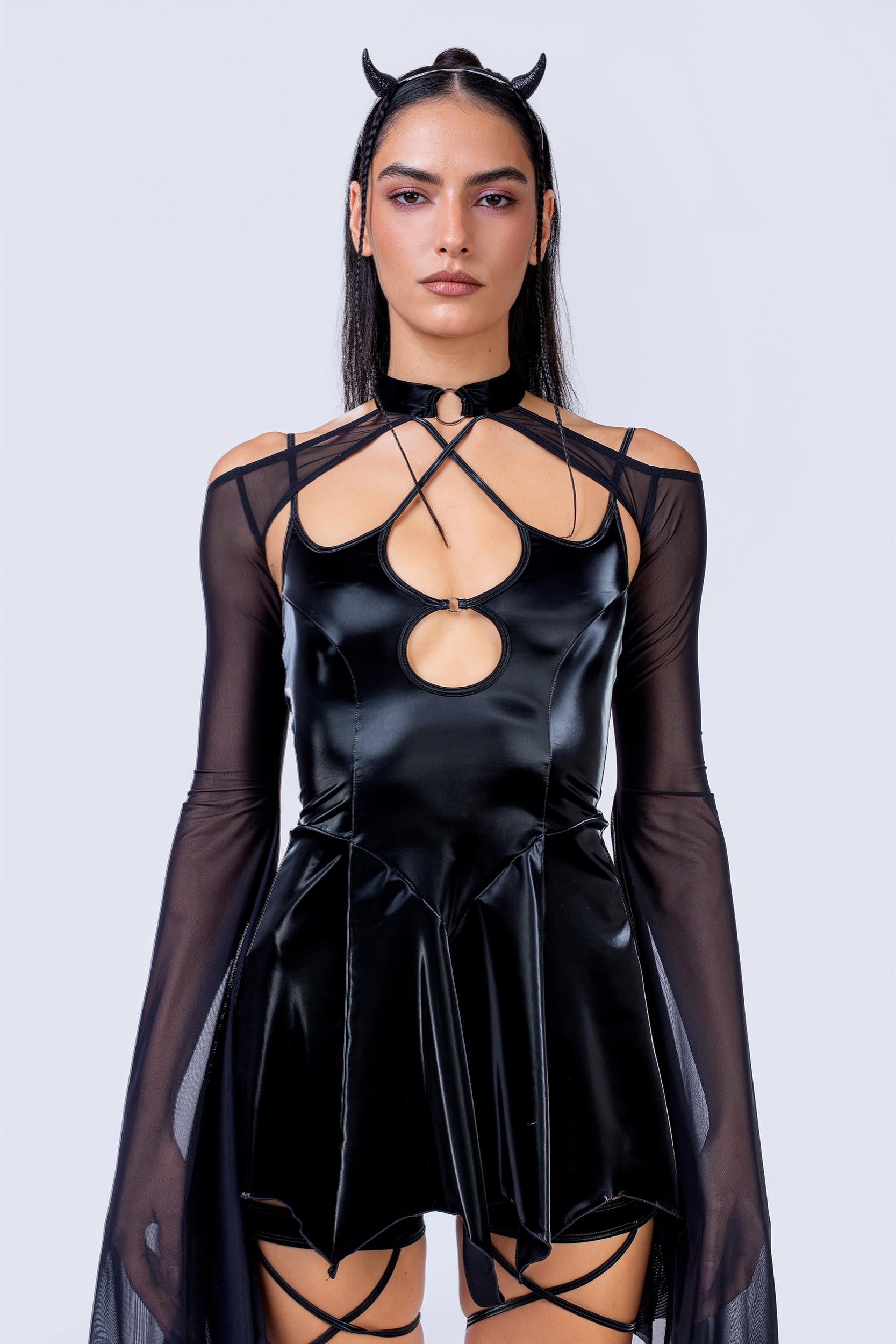 Bring On The Wing Mini Dress And Mesh Shrug, M / Shrug
