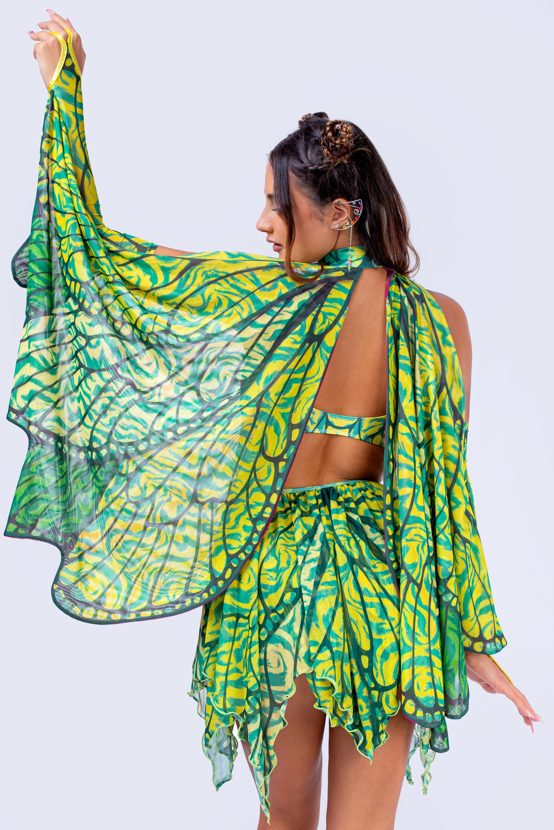 BADINKA Fragile Beauty Asymmetrical Dress and Wings Set Mesh