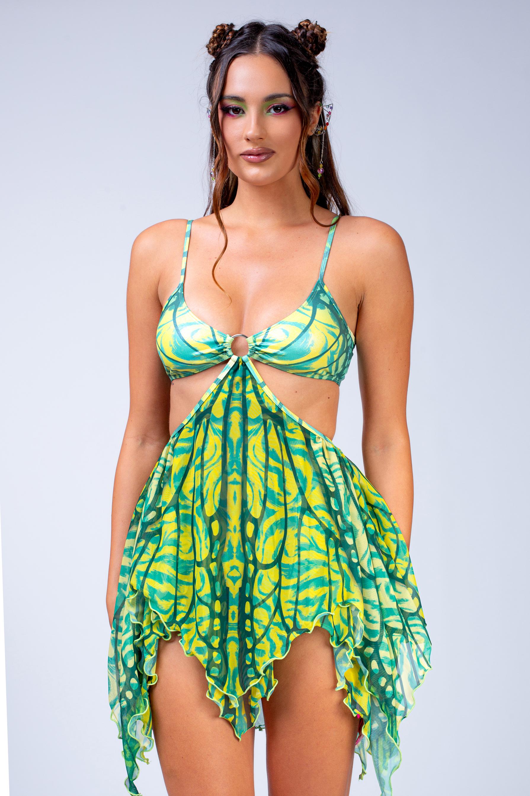 BADINKA Women Fragile Beauty Asymmetrical Dress and Wings Set
