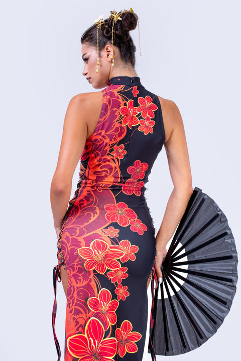 Silk Ritual Criss-Cross Slit Dress