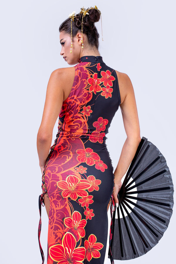 Silk Ritual Criss-Cross Slit Dress