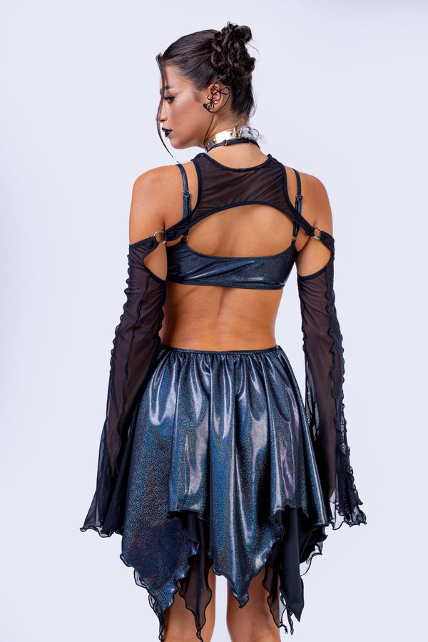 Night Shade Asymmetric Dress And Shrug