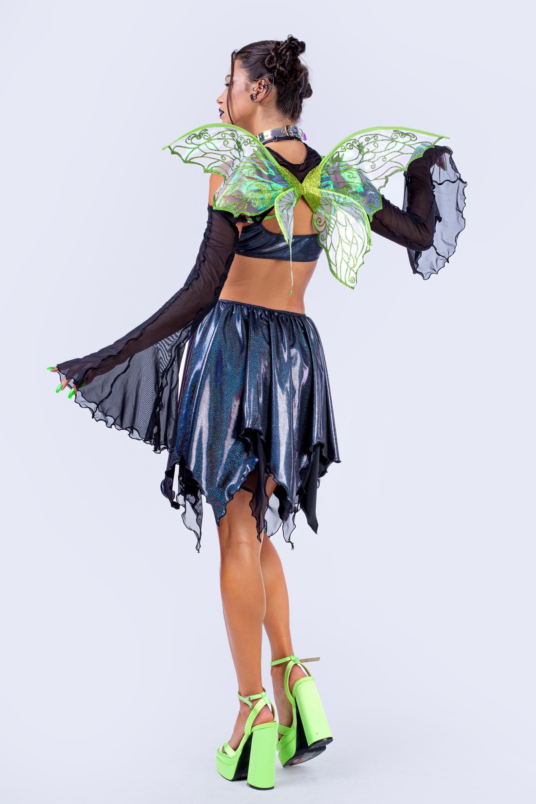 BADINKA Night Shade Asymmetric Dress And Shrug Mesh, shiny
