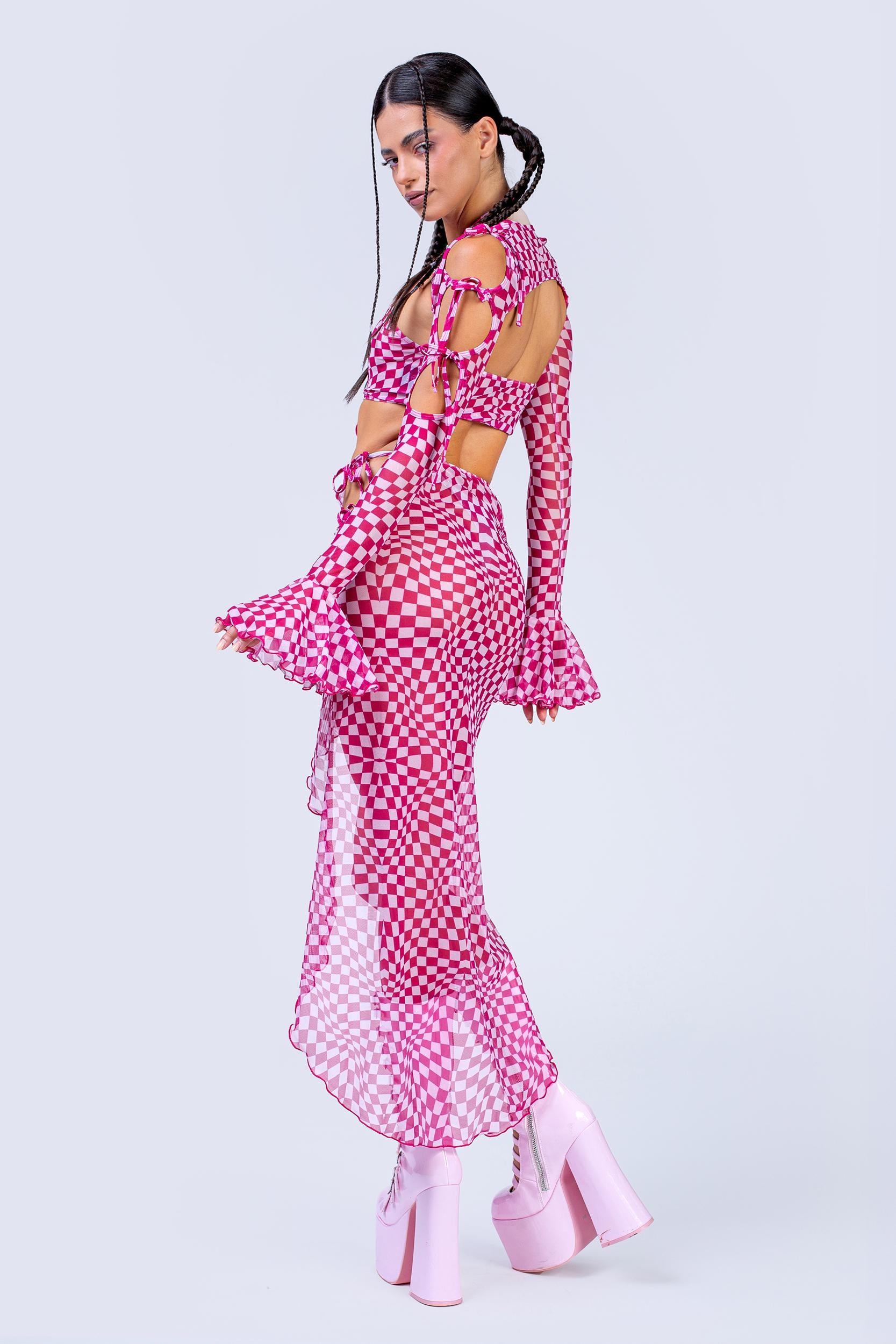 BADINKA Put On A Show 2-Piece Ribbon Clown Top Mesh