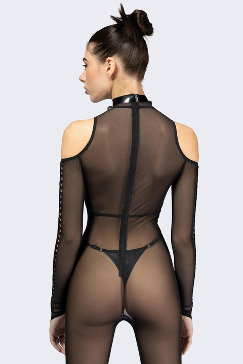 Can U Knot Black Handwoven Catsuit