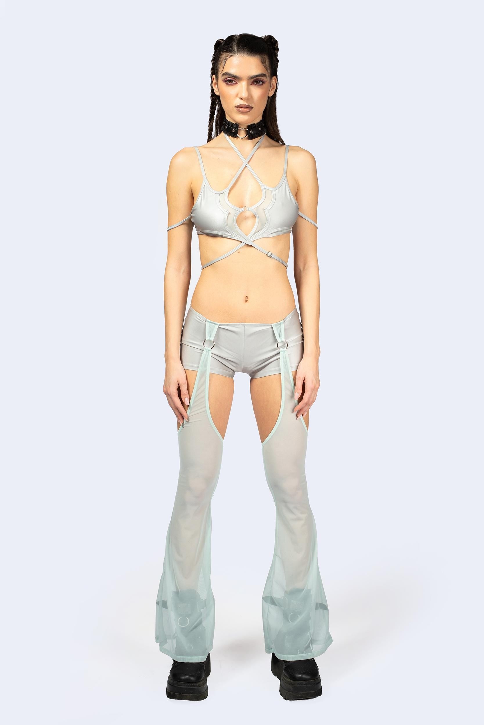 BADINKA Entwined In Grey Top and Shorts with Chaps Set Rave