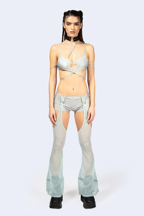 Entwined In Grey Multi-Strap Top