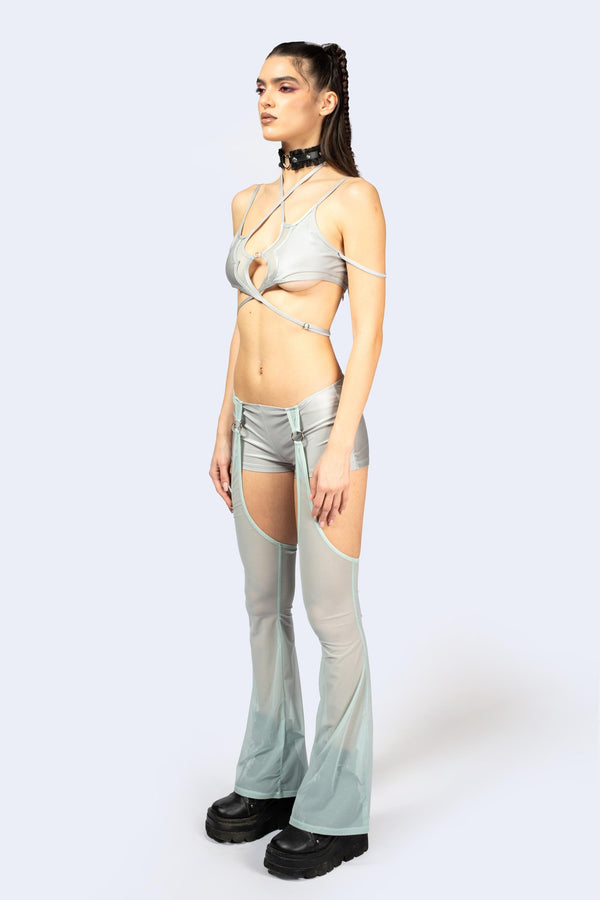 Entwined In Grey Multi-Strap Top