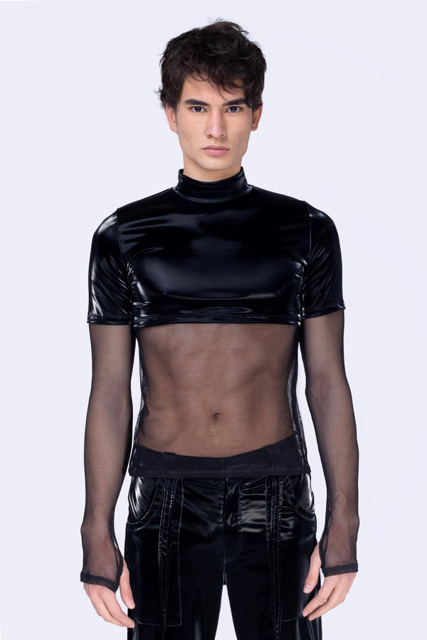 Liquid Mesh Layered Long Sleeve Top