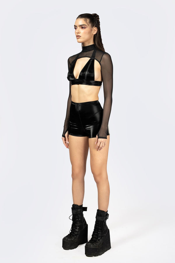 Break A Sweat Zipper Top And Mesh Shrug