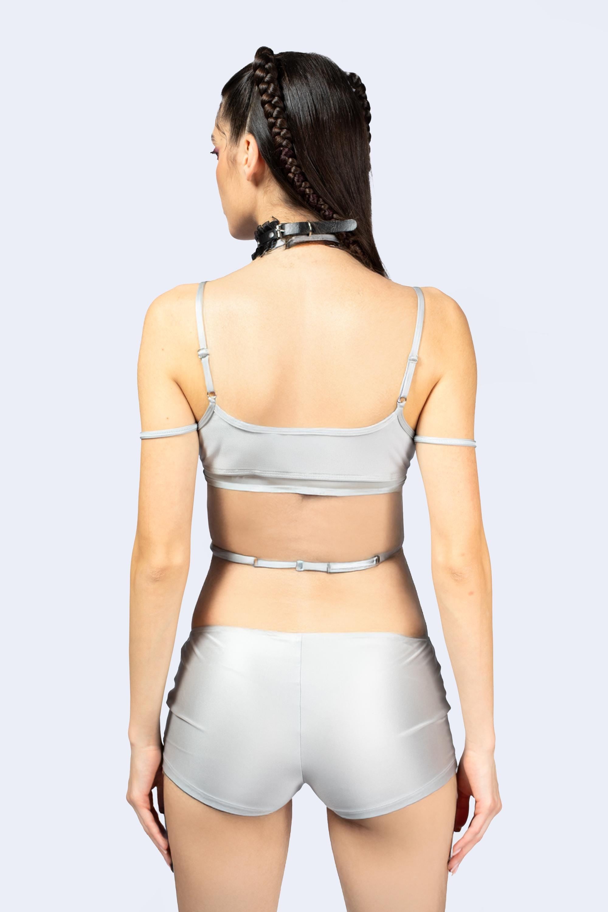 BADINKA Women Entwined In Grey Multi-Strap Top