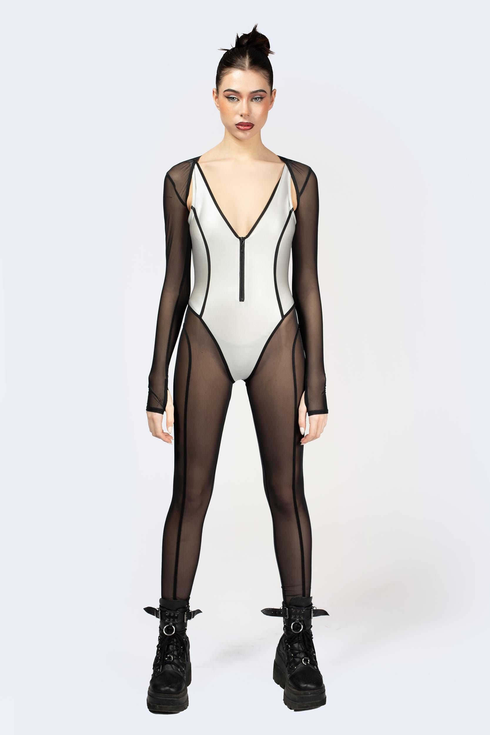 BADINKA Slow Burn Plunging Catsuit Mesh, spandex
