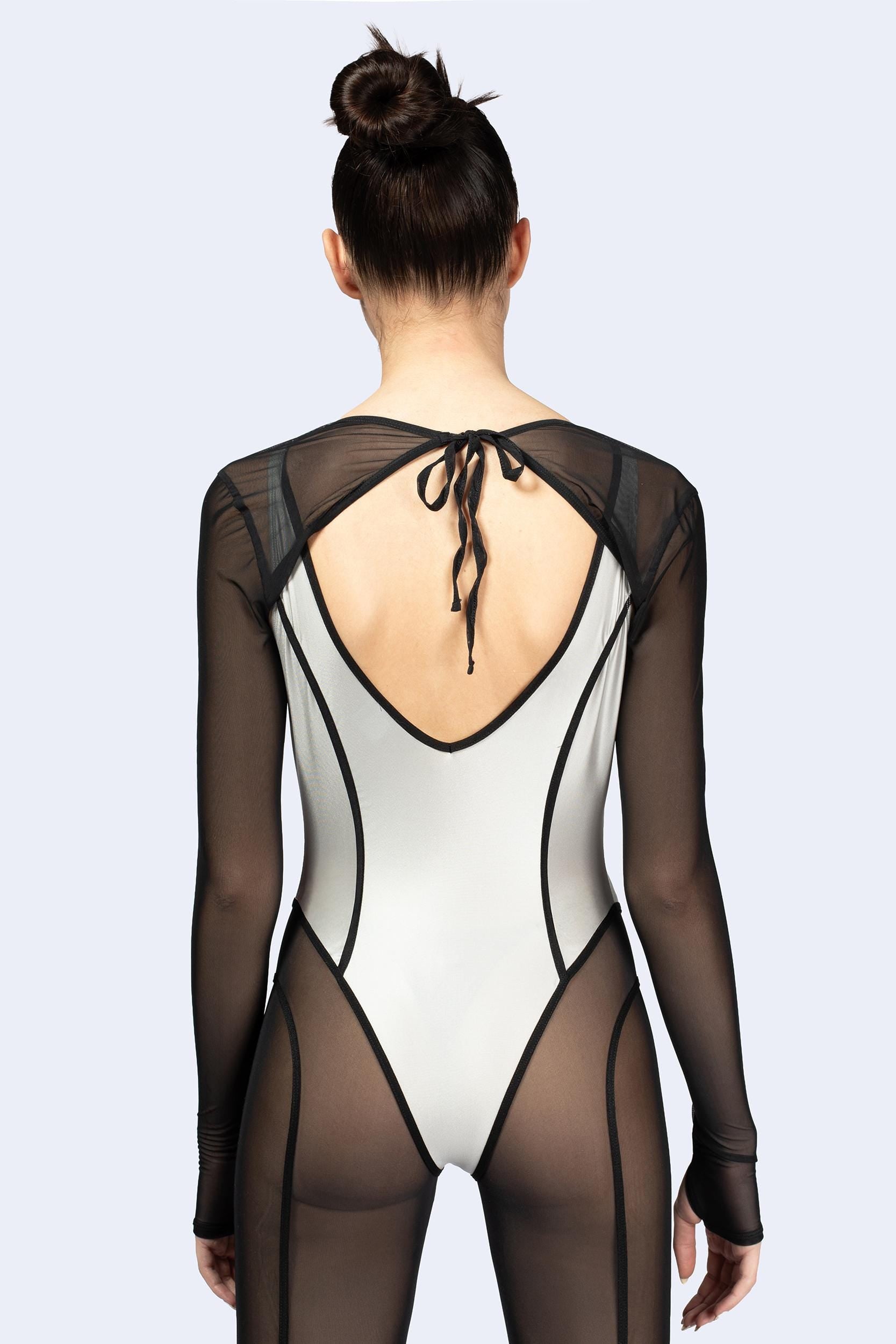 BADINKA Slow Burn Plunging Catsuit Black, silver