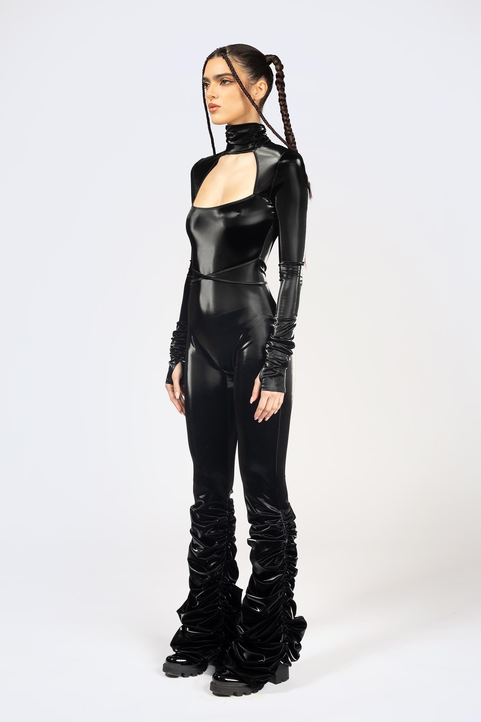 BADINKA Starved For Glamour Ruched Catsuit Spandex