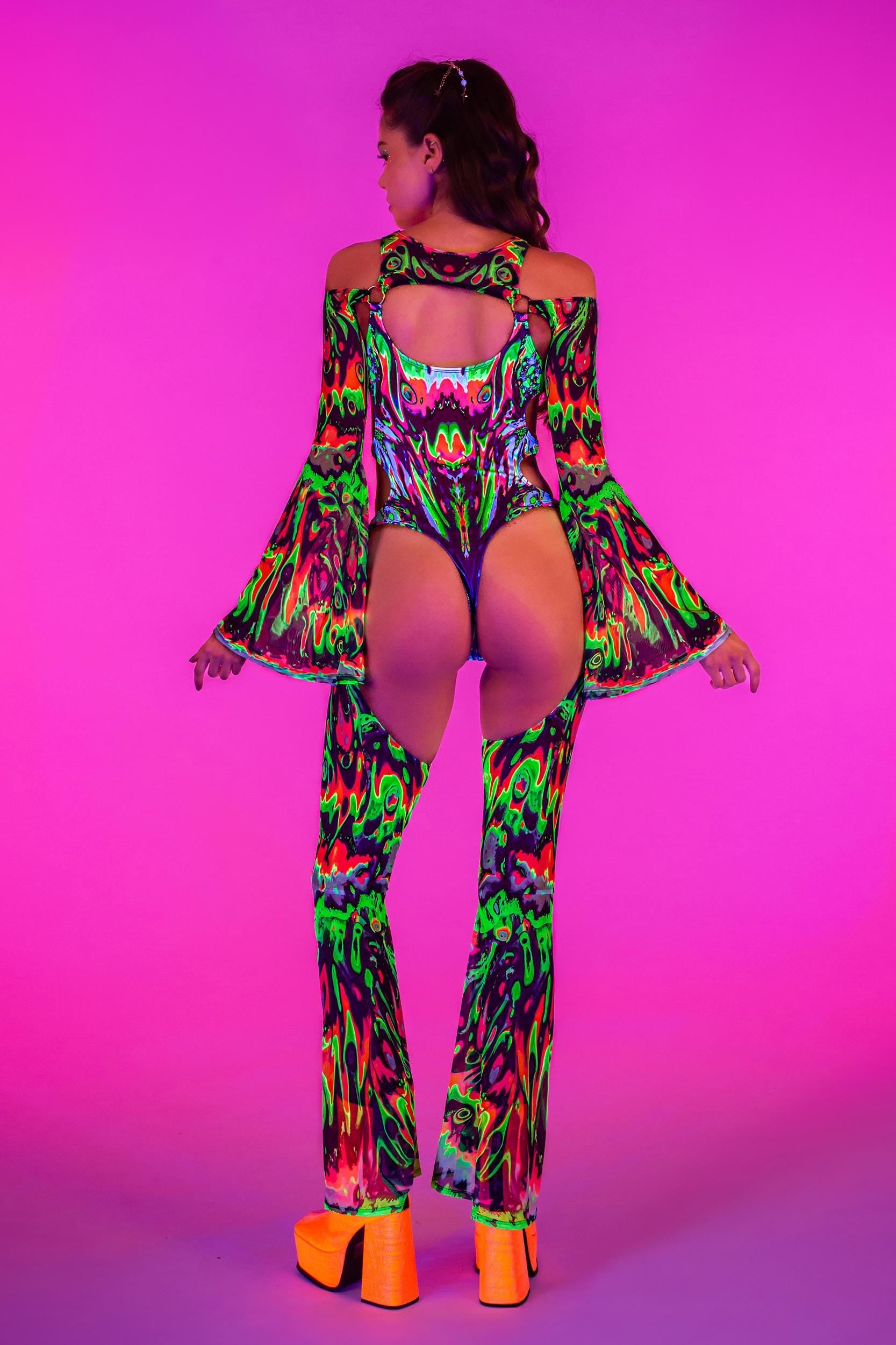 BADINKA Wavy Gravy Flared Chaps Catsuit Bell-bottoms, chaps