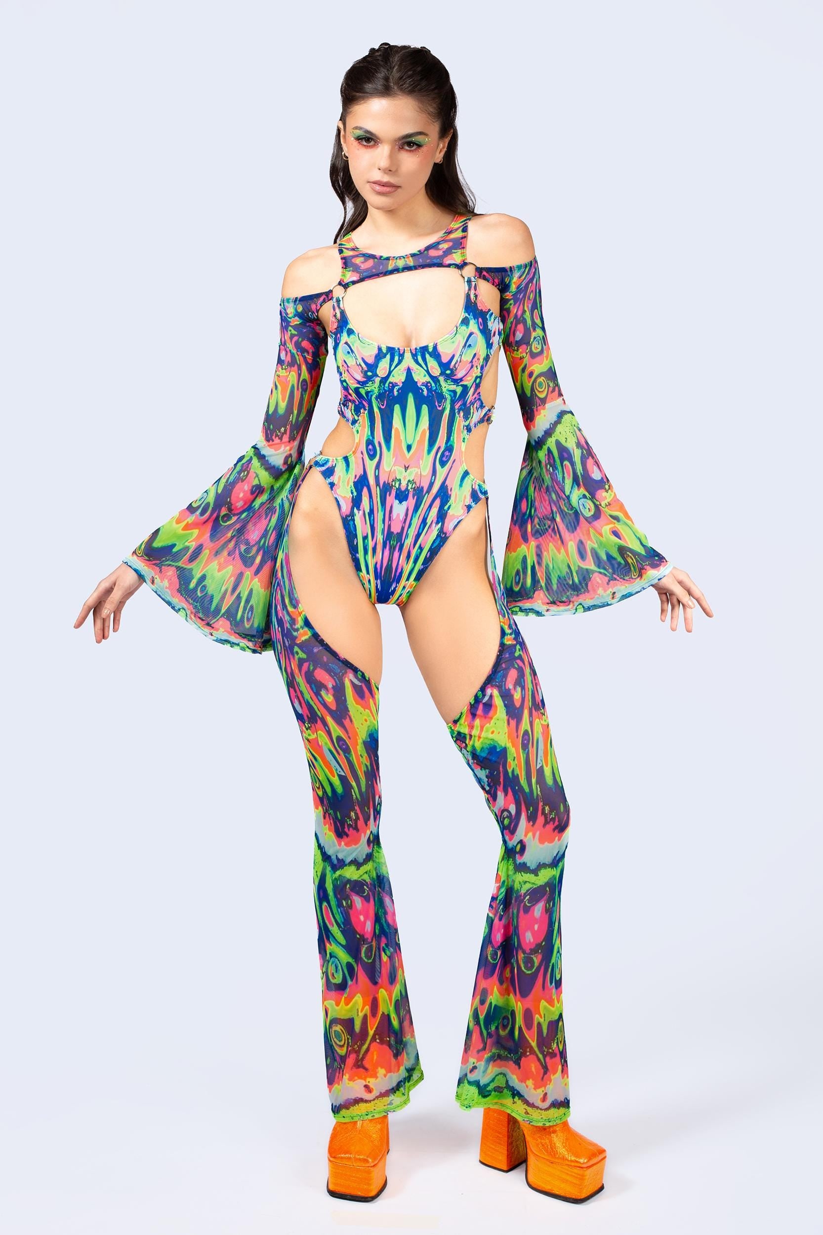 BADINKA Wavy Gravy Flared Chaps Catsuit 8