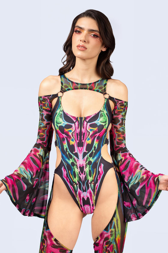 Tearing Me Apart Flared Chaps Catsuit