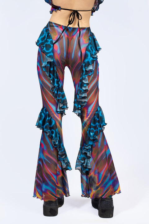 Storm Wave Ruffled Bell Bottom Pants