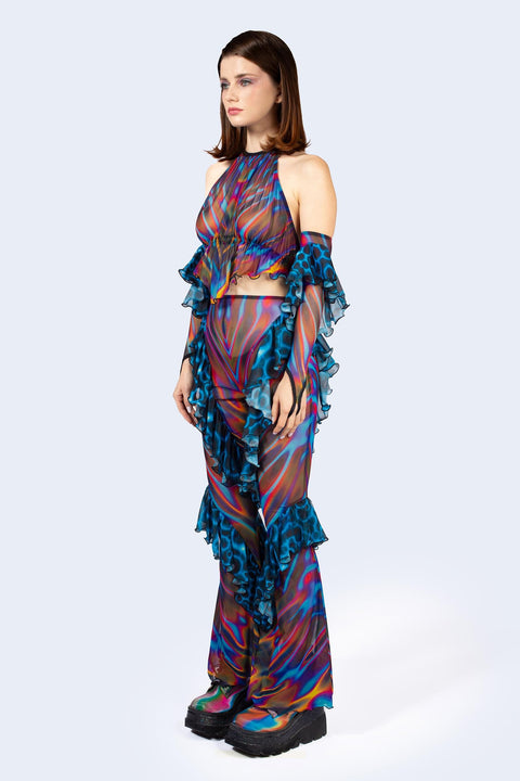 Storm Wave Halter Ruffled Set