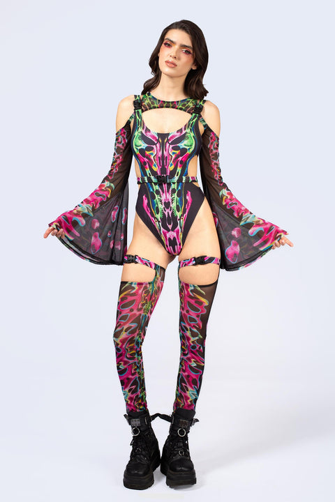 Tearing Me Apart Buckle Cutout Bodysuit