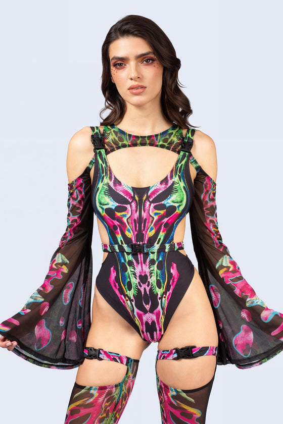Tearing Me Apart Buckle Cutout Bodysuit