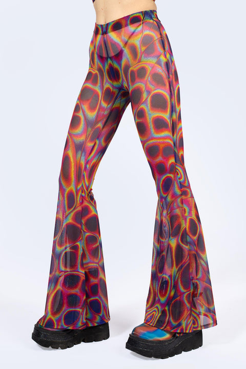 Peak Spot Mesh Bell Bottoms Pants