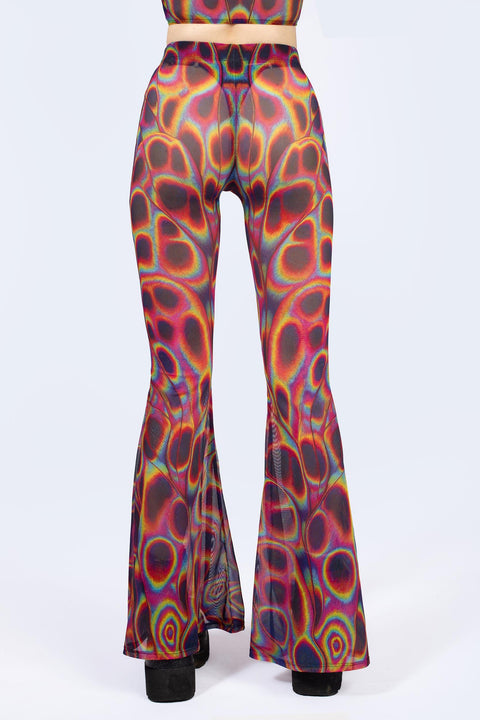 Peak Spot Mesh Bell Bottoms Pants