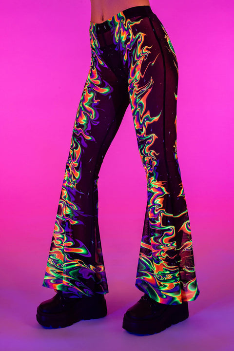 Aura Flow Mesh Bell Bottoms Pants