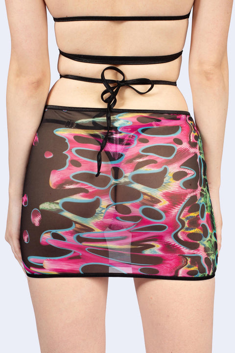 Tearing Me Apart Mesh Cutout Skirt