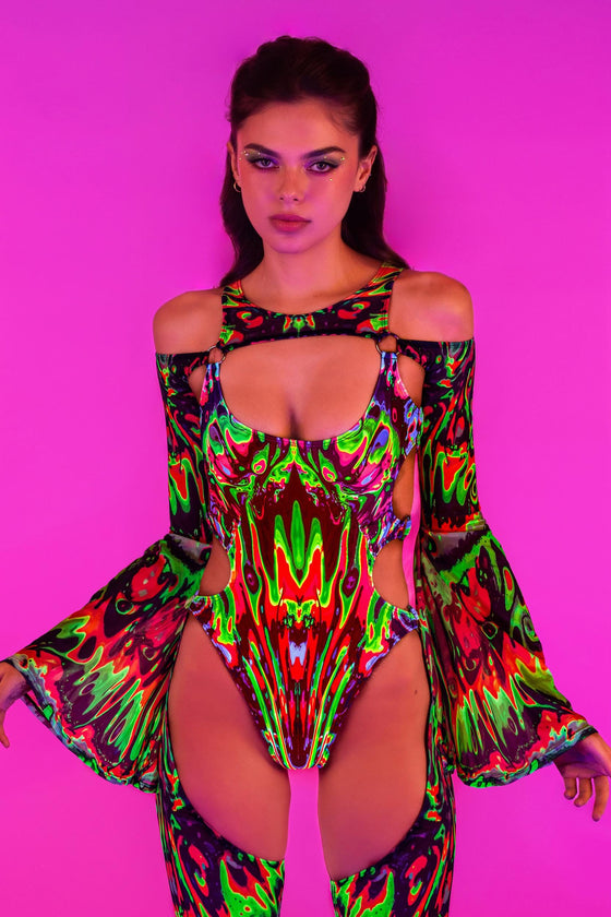 Wavy Gravy Flared Chaps Catsuit