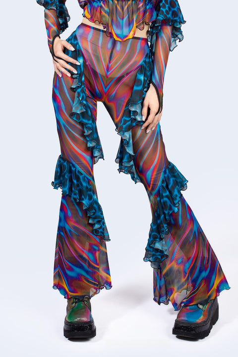 Storm Wave Ruffled Bell Bottom Pants