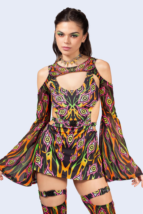 Burning On Buckle Cutout Dress