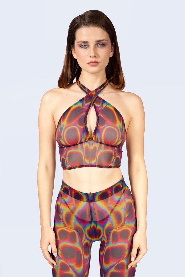 Peak Spot Criss Cross Top And Shrug