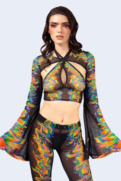 Aura Flow Criss Cross Top And Shrug