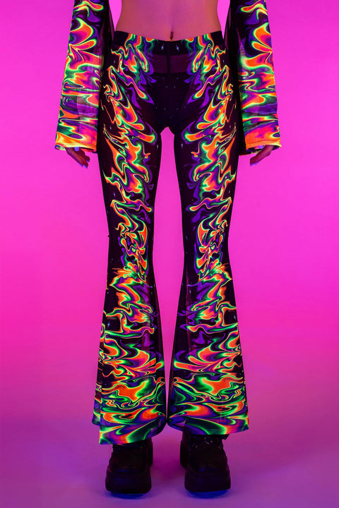 Aura Flow Mesh Bell Bottoms Pants