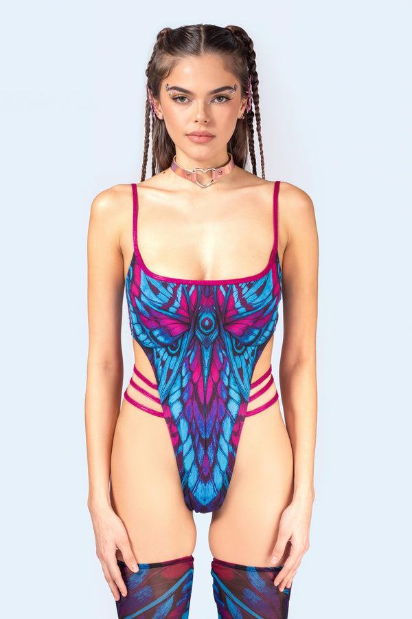Blue Velvet Strappy Bodysuit