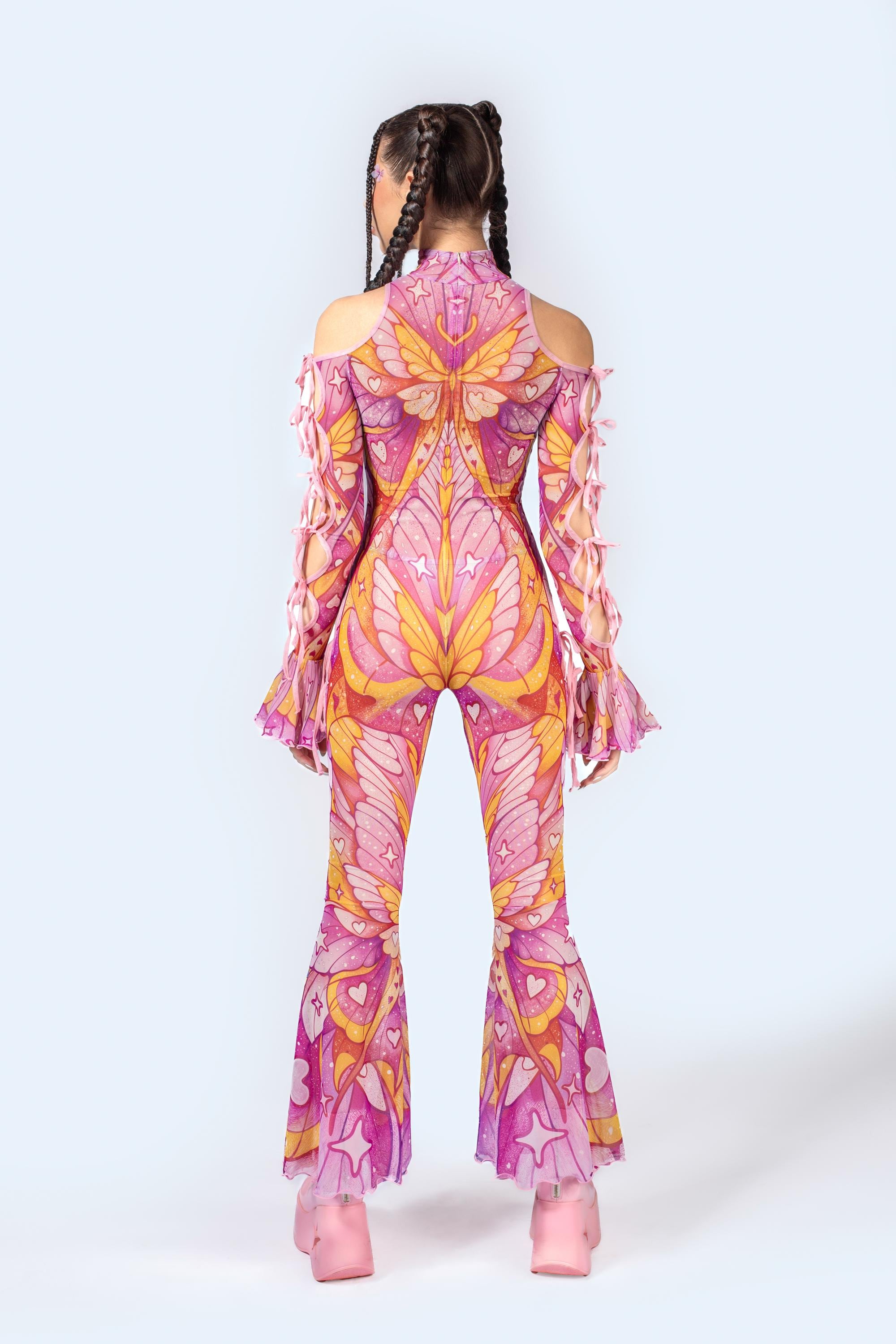 BADINKA Flirt Alert Ribbon Jumpsuit Mesh