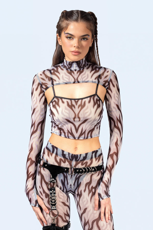 Loose Ends Mesh 2 Piece Shrug Top